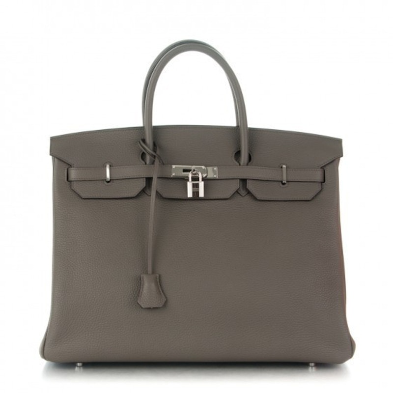 Hermes Birkin Taurillon Clemence 40 Etain