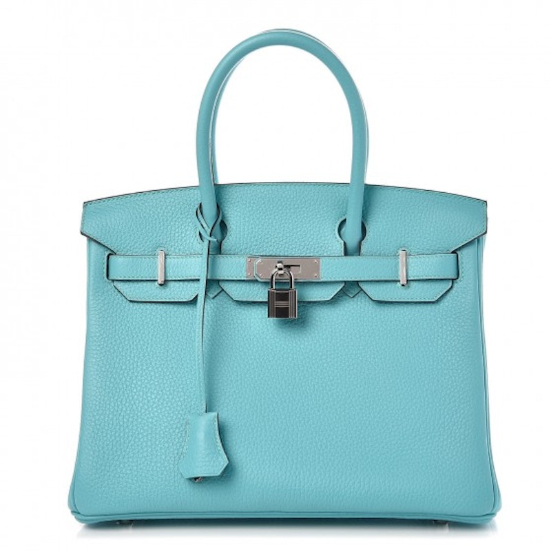 Hermes Birkin Taurillon Clemence Palladium 30 Bleu Atoll