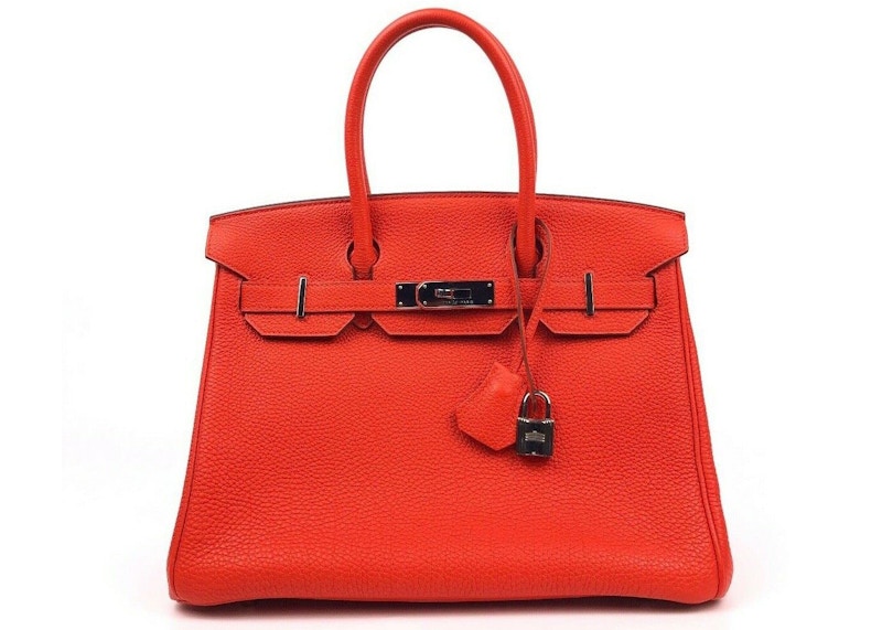 Hermes Birkin Togo Palladium-tone 30 Capucine Orange