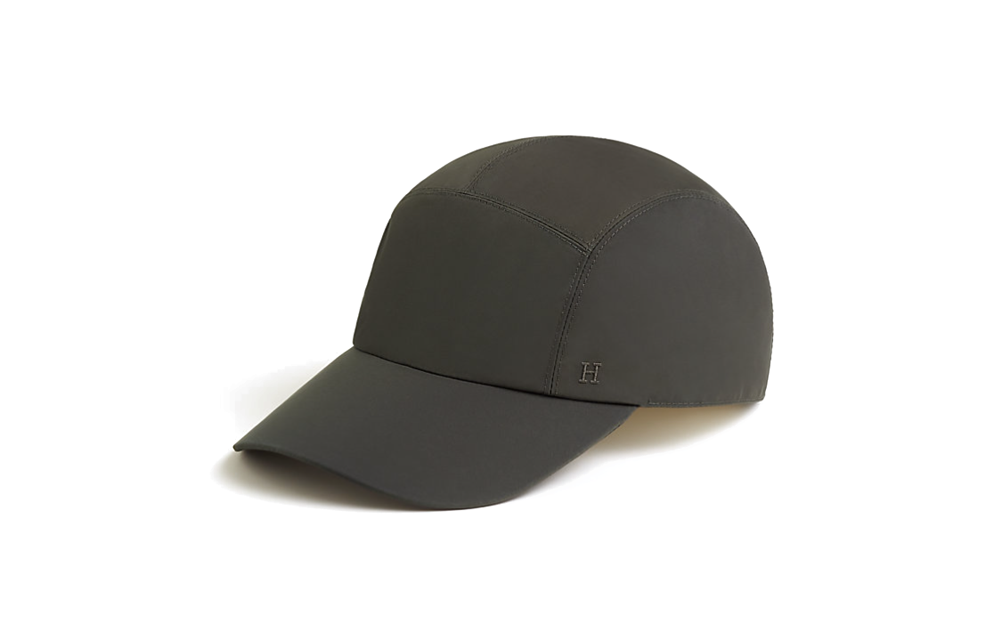 HERMES Black  Baseball Cap with Swift Saddle Nails and Calfskin Trim. H232071NvG158