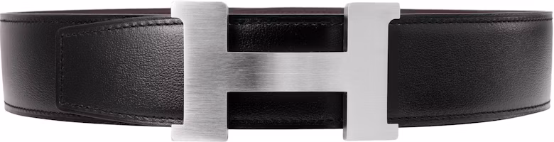 Lookbook HERMES Black/Brown Leather Belt with Matte Metal Buckle for Men - 3.8cm Wide. H074562CB86 - H077971CAAB