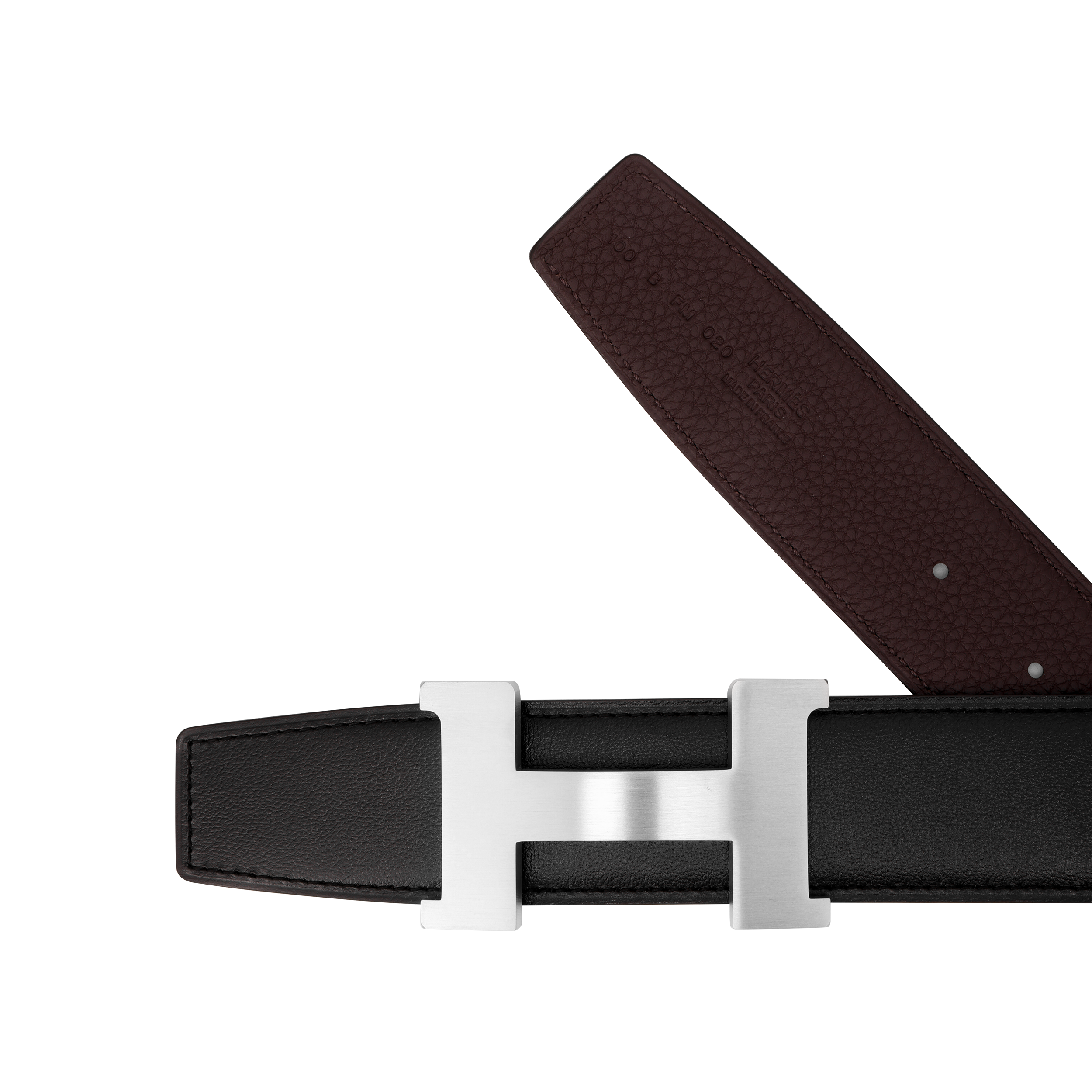 Purchase Cinturón de Cuero Negro/Marrón HERMÈS para Hombre con Hebilla Mate - Ancho 3.8cm. H074562CB86 - H077971CAAB