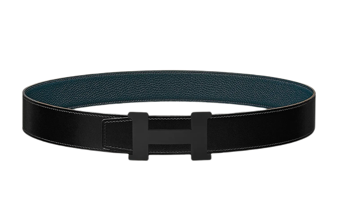 HERMES Black Buckle Togo Calfskin Reversible Belt 3.8cm - Black/Blue Belt H081106CH89-H077971CAAE 圖 2
