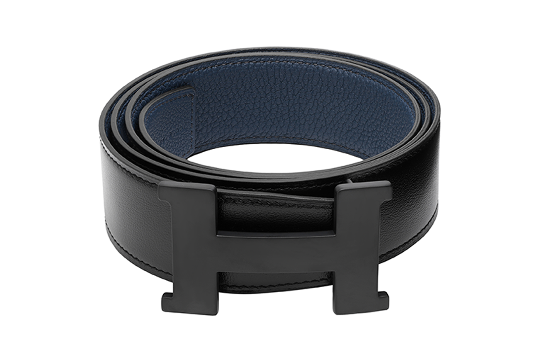 HERMES Black Buckle Togo Calfskin Reversible Belt 3.8cm - Black/Blue Belt H081106CH89-H077971CAAE 圖 3