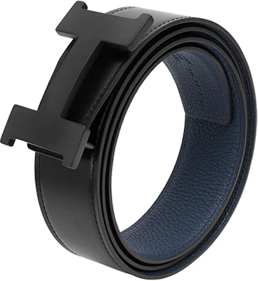 HERMES 黑色扣頭 Togo 小牛皮可雙面用腰帶 3.8cm - 黑色/藍色 腰帶 H081106CH89-H077971CAAE Shop HERMES 黑色扣頭 Togo 小牛皮可雙面用腰帶 3.8cm - 黑色/藍色 腰帶 H081106CH89-H077971CAAE