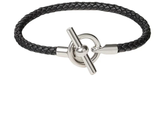 HERMES Black Calfskin Unisex Bracelet Couple Design Solid Color. H077240FP6WT4 Order HERMES Black Calfskin Unisex Bracelet Couple Design Solid Color. H077240FP6WT4