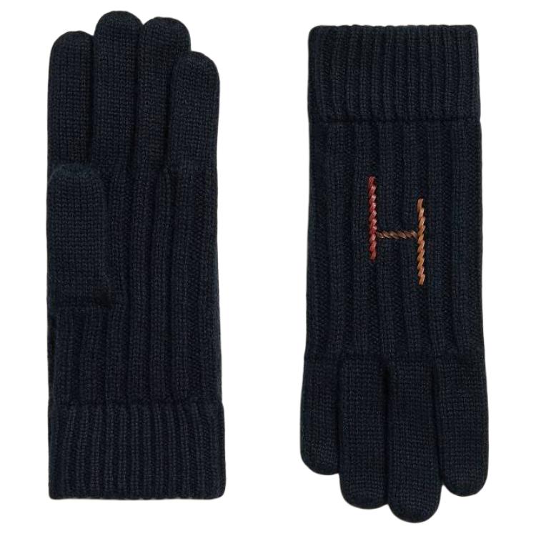 HERMES Black Cashmere Solid Color Knit Gloves Unisex Couple Style. H222063G01M 圖 2