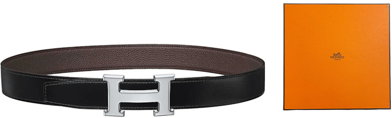 HERMES Black/Chocolate Reversible Togo Leather Belt 32mm Silver Buckle Mens H064544CK05-H073967CAAB0 Buy HERMES Black/Chocolate Reversible Togo Leather Belt 32mm Silver Buckle Mens H064544CK05-H073967CAAB0