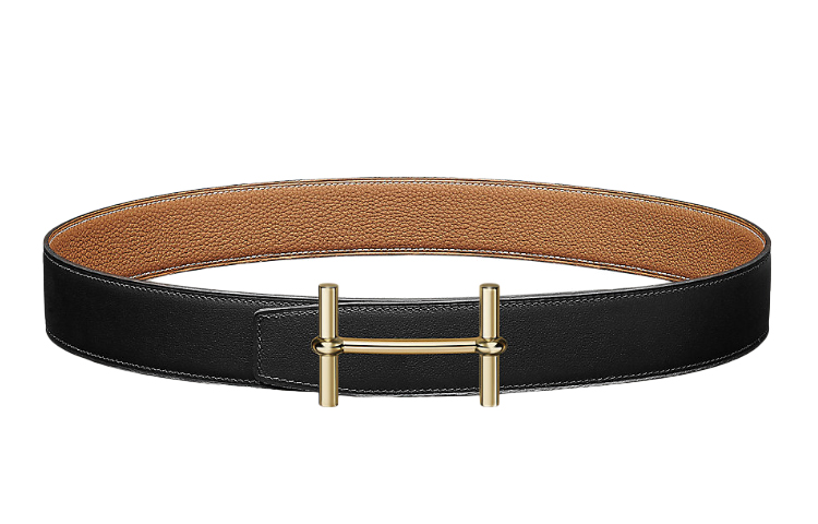 HERMES Black/Gold Automatic Buckle Calfskin Belt 3.8cm H077938CP2K