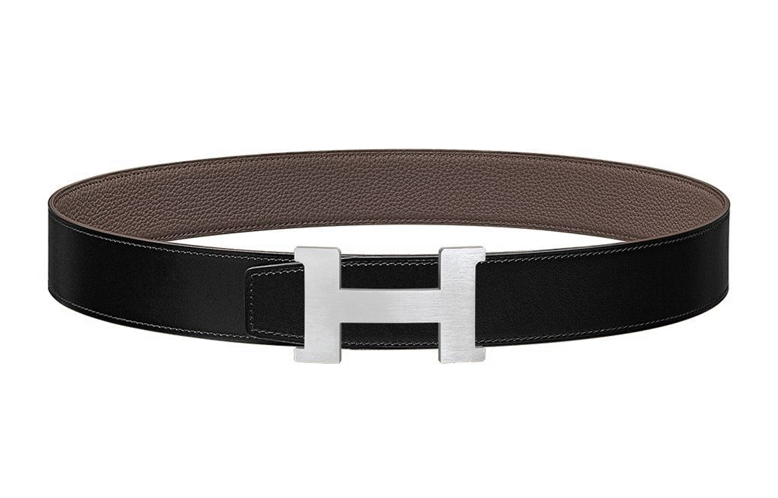 HERMES Black Leather Belt with Matte Smooth Buckle 38cm Wide H074562CB86H077971CAAG095