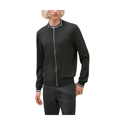 Hermes Black Long-Sleeve Striped Trim Jacket H467025HA11