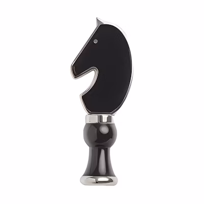 HERMES Black Palladium-Plated Metal Horse Badge Unisex Brooch. H077304FP03