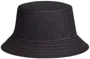 HERMES Black Polyester Bucket Hat Unisex Sunhat Plain Design Couples Style. H222053N 6059 59-60 INDIGO HERMES Black Polyester Bucket Hat Unisex Sunhat Plain Design Couples Style. H222053N 6059 59-60 INDIGO