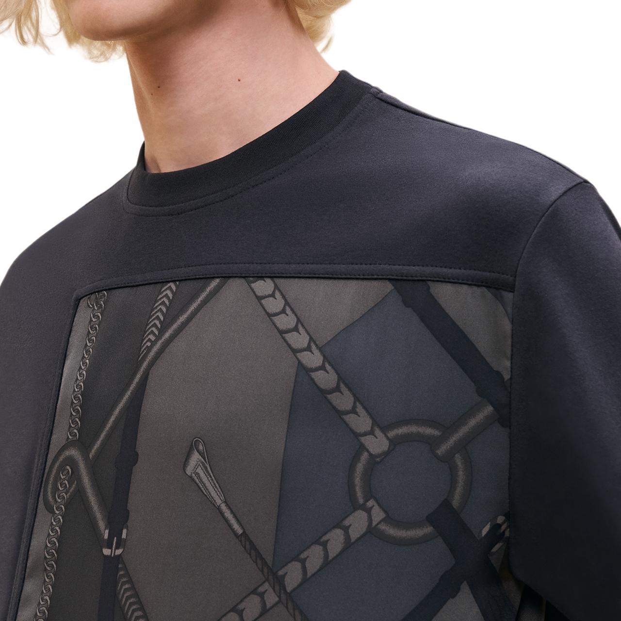 HERMES Black Short Sleeve Crew Neck Printed T-Shirt H467920HA02SM 圖 4