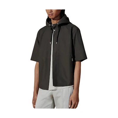 Hermes Black Solid Color Hooded Relaxed Fit Short-Sleeve Jacket H456140H21A