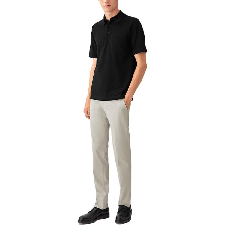 Purchase HERMES Polo Negro de Manga Corta con Bolsillo para Hombre. H072325HA02