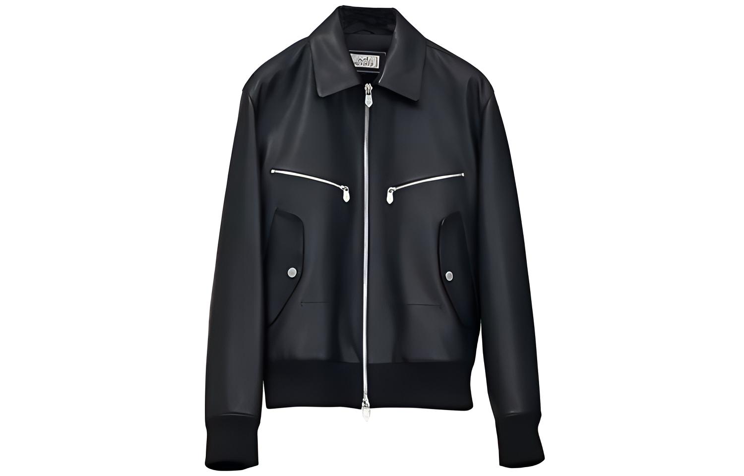 Hermes Black Solid Zip Pocket Loose Fit Jacket H263220HC02