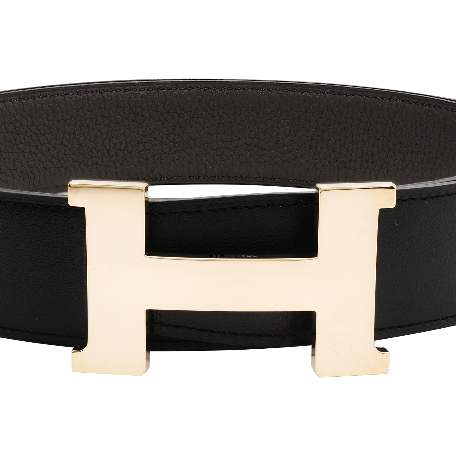 Hermes Black/Tin Grey Calfskin Belt with Gold Buckle 3.8cm Width. H074562CP2K-H077971CAAG 圖 3