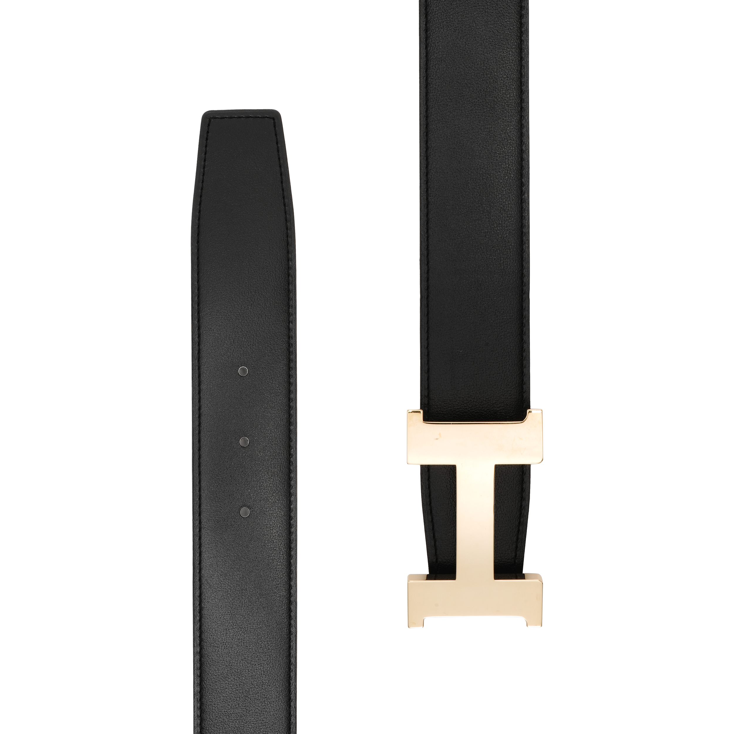 Hermes Black/Tin Grey Calfskin Belt with Gold Buckle 3.8cm Width. H074562CP2K-H077971CAAG 圖 5