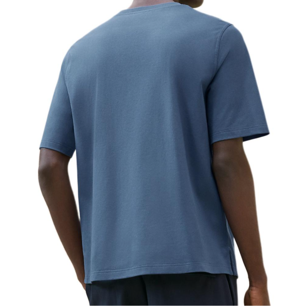 HERMES Blue Crewneck T-Shirt with Solid Color Logo Print for Men. H467940HA5U 圖 3