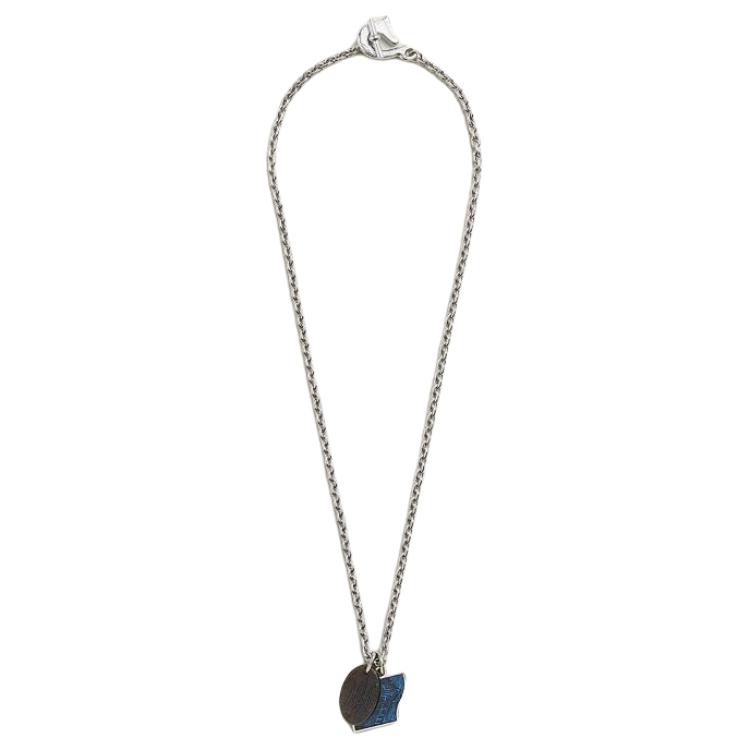 HERMES Blue Palladium-Plated Necklace with Logo and Print Design for Men. H100032FPC2 圖 2