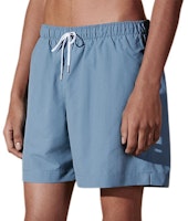 HERMES Blue Solid Drawstring Embroidered Swim Shorts H458100H25GSM HERMES Blue Solid Drawstring Embroidered Swim Shorts H458100H25GSM
