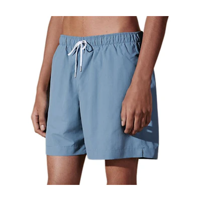 HERMES Blue Solid Drawstring Embroidered Swim Shorts H458100H25GSM