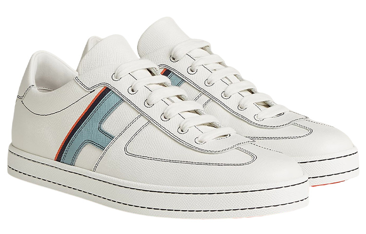 Lookbook HERMES Boomerang 'Sepatu Kulit Putih Low-Top' H211861Z-HMB
