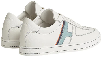 Shop HERMES Boomerang 'Zapatillas Bajas de Cuero Blanco' H211861Z-HMB