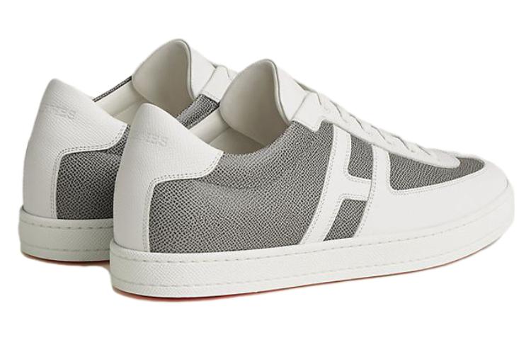 Shop HERMES愛馬仕 Boomerang 低幫繫帶 時尚板鞋 男款 白色