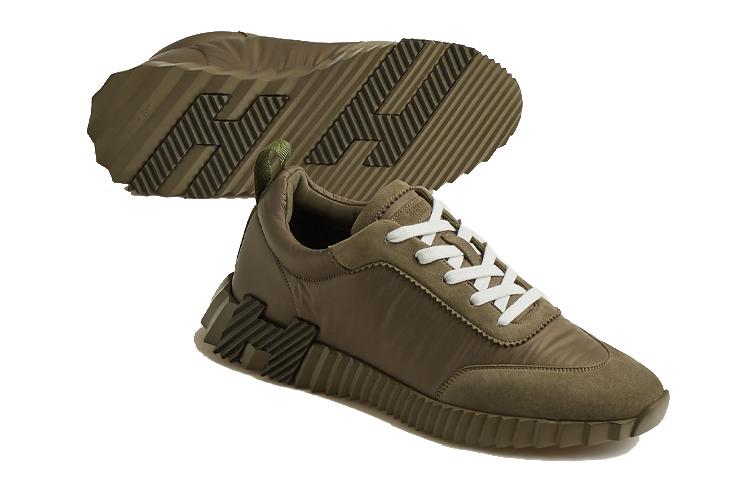 Shop HERMES愛馬仕 Bouncing Parachute 系帶 低筒 運動休閒鞋 男款 綠色