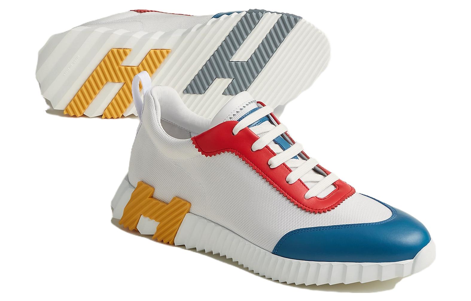 Shop HERMES愛馬仕 Bouncing 圓頭綁帶 低幫 休閒鞋 男款 白色