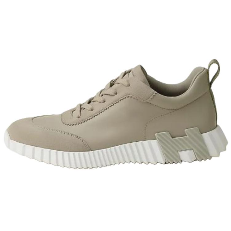 HERMES Bouncing Calfskin Lace-Up Low-Top Casual Shoes Beige Mens H221898Z HNL