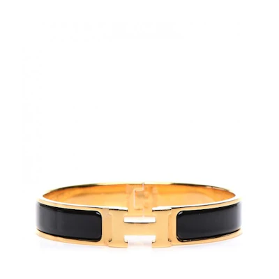 Hermes Bracelet Narrow Clic Clac H Enamel GM Black