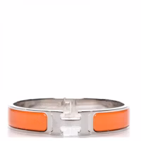 Hermes Bracelet Narrow Clic Clac H Enamel PM Silver-tone Orange Hermes Bracelet Narrow Clic Clac H Enamel PM Silver-tone Orange