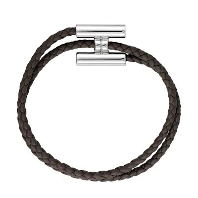 HERMES Braided Calfskin Leather Bracelet for Men H068406FP-8FT3