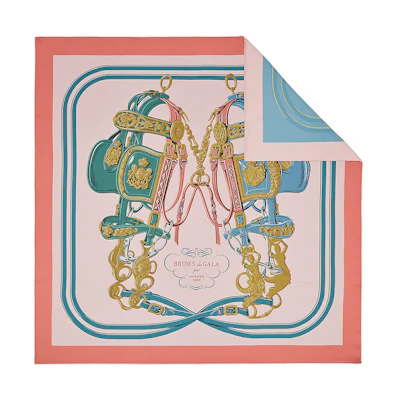 HERMES Brides de Gala Pink Double-Sided Silk Scarf Unisex Luxury Accessory H901266S-02