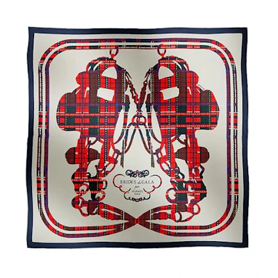 HERMES Brides de Gala Red Silk Scarf Unisex Logo Design H894052S10