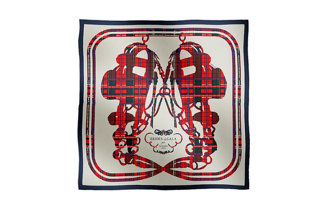 HERMES Brides de Gala Red Silk Scarf Unisex Logo Design H894052S10 圖 2