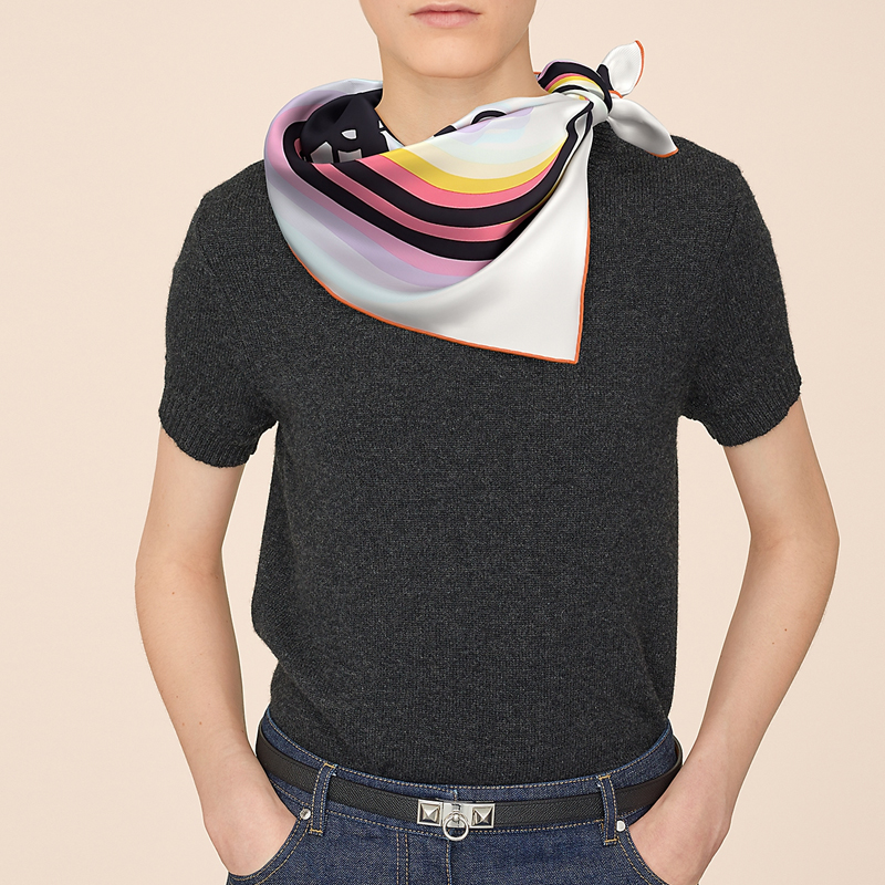 HERMES Brides de Gala Scarf Cream/Black/Neon Pink Unisex Couple Style. H003415S-01 圖 3
