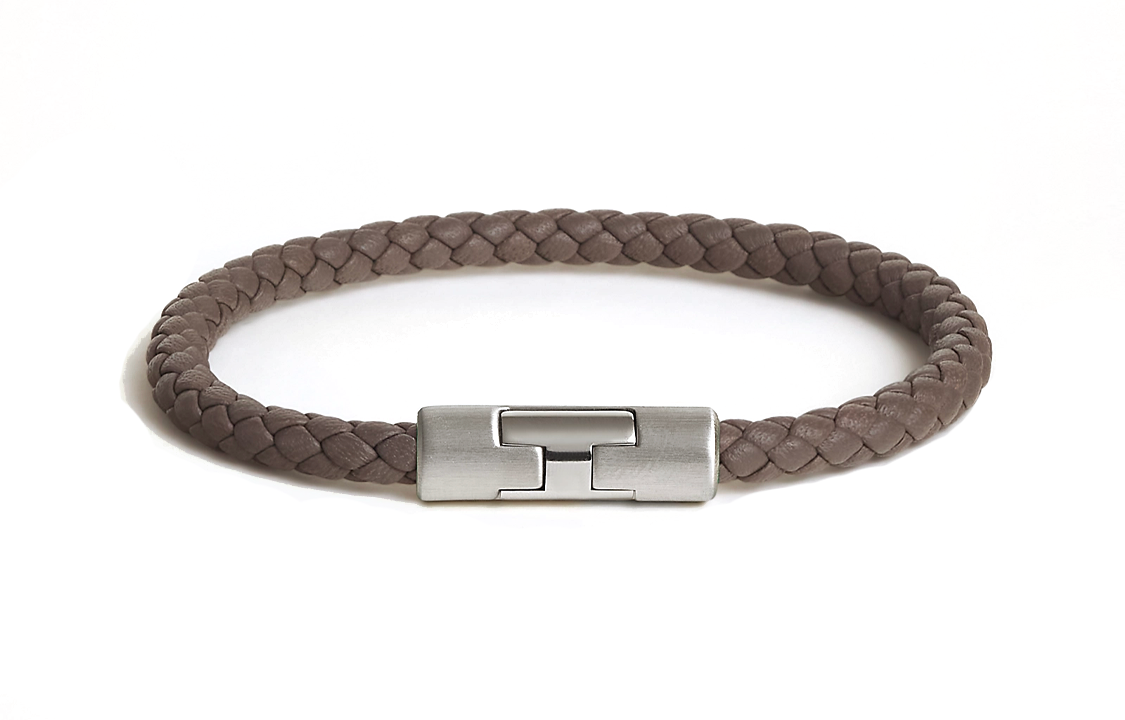 HERMES Brown Braided Calfskin Leather Bracelet for Men H077324FP8F 圖 2