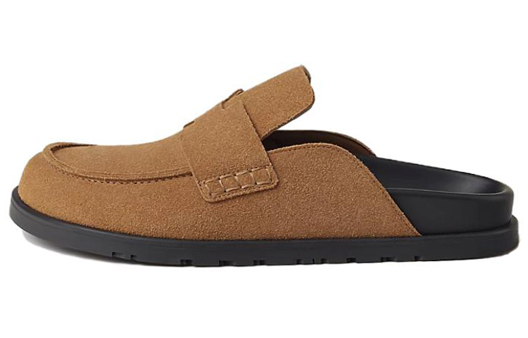 HERMES Brown Go Round-Toe Rubber Sole Slide Sandals H231745Z HE5
