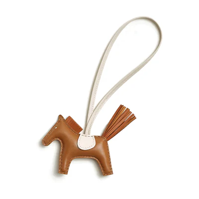 HERMES Brown Lambskin Horse Charm Unisex Keychain Accessory H064929CAEC