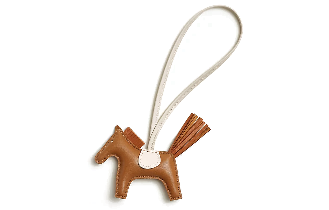 Order HERMES Brown Lambskin Horse Charm Unisex Keychain Accessory H064929CAEC