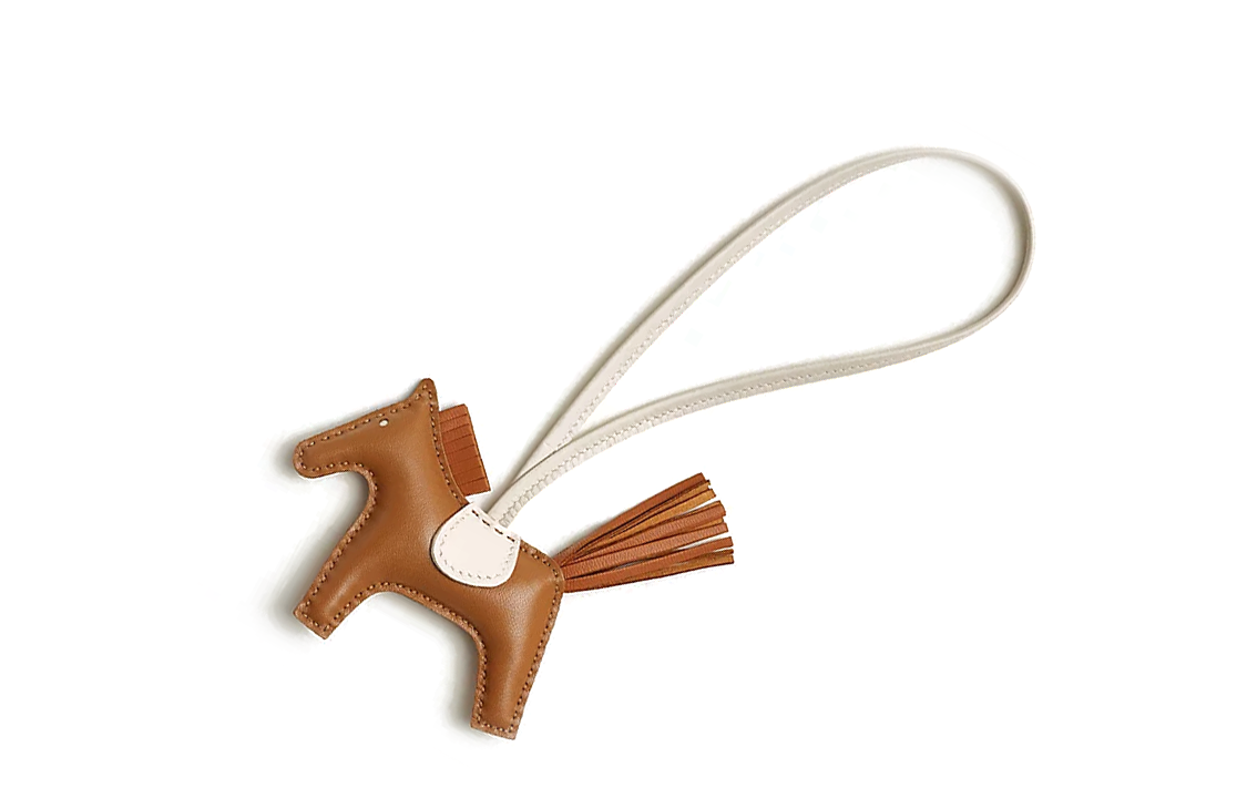 Lookbook HERMES Brown Lambskin Horse Charm Unisex Keychain Accessory H064929CAEC