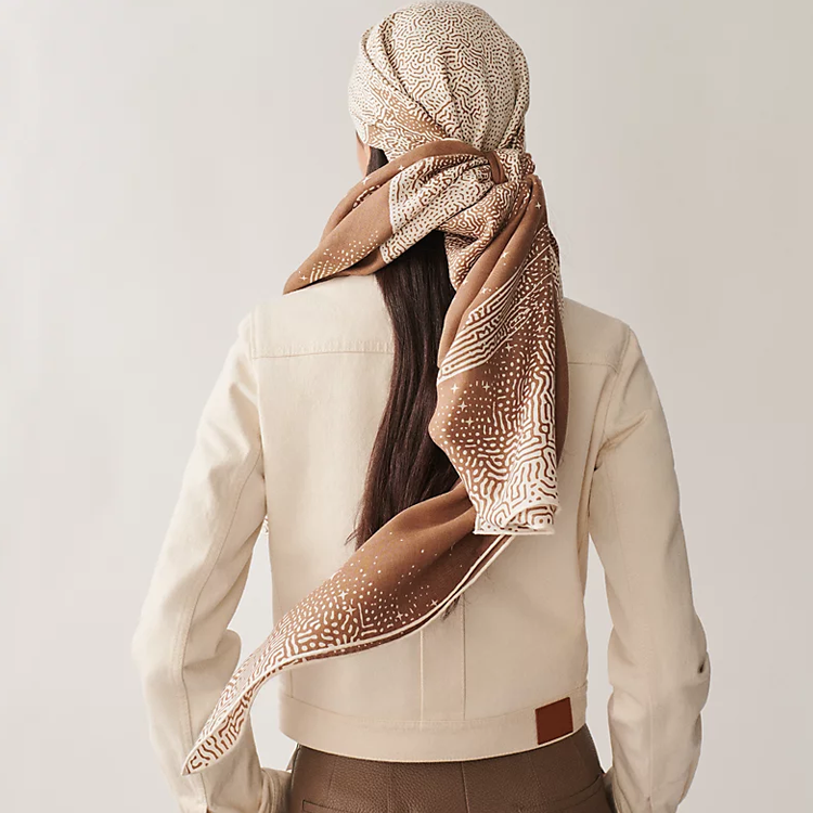 HERMES Brown Moon Pattern Letter Decor Shawl Unisex Couple Style. H243430SF04 圖 3