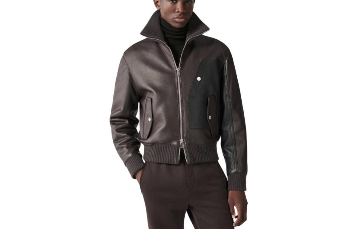 Hermes Brown Solid Zipper High-Collar Jacket H363100HB38