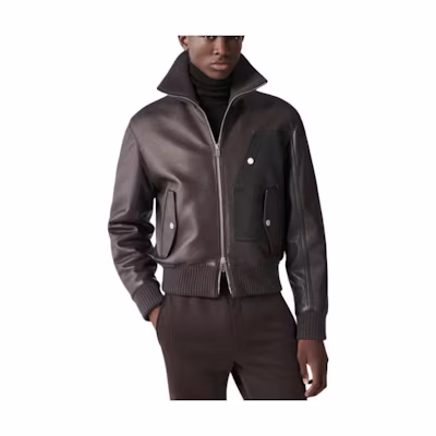 Hermes Brown Solid Zipper High-Collar Jacket H363100HB38