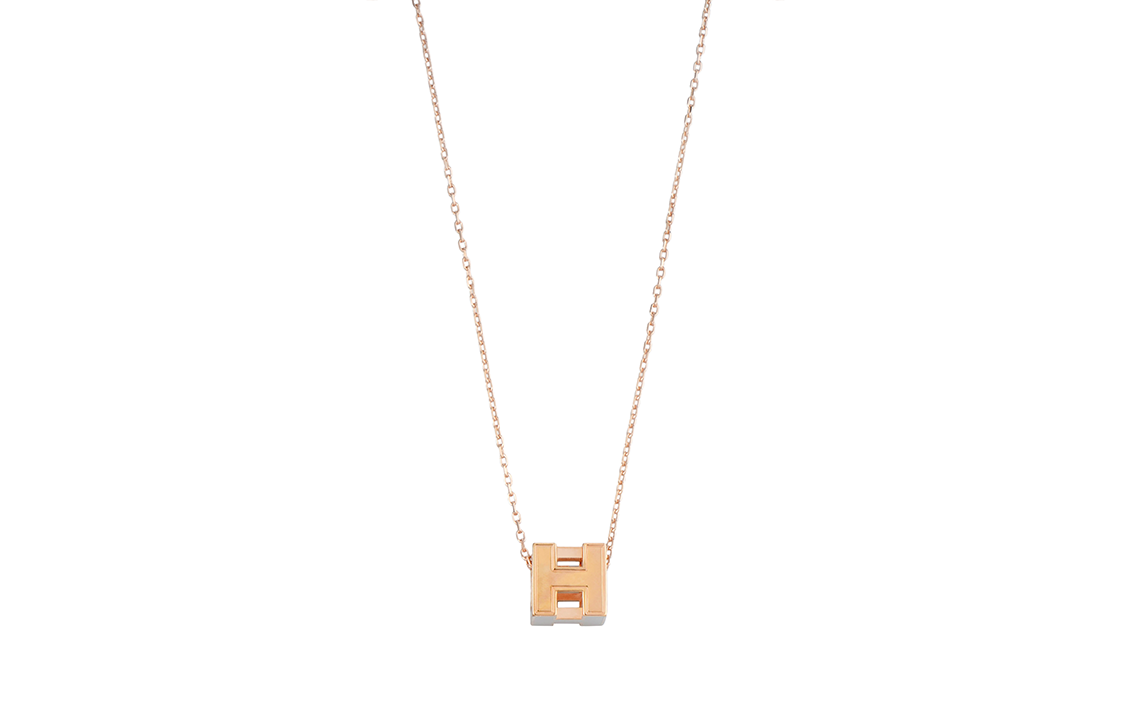 HERMES Cage d'H Alloy Necklace Unisex Rose Gold Beige Luxe Gift H143991FO55