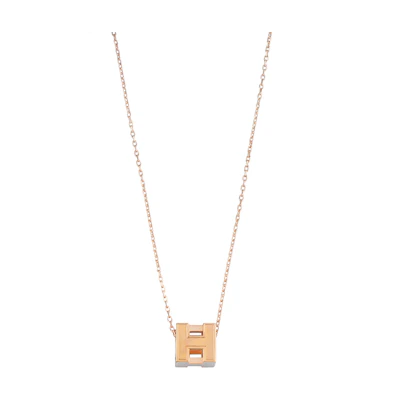 HERMES Cage d'H Alloy Necklace Unisex Rose Gold Beige Luxe Gift H143991FO55